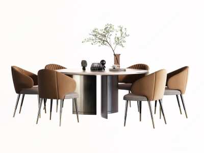 现代餐桌椅组合3D模型下载